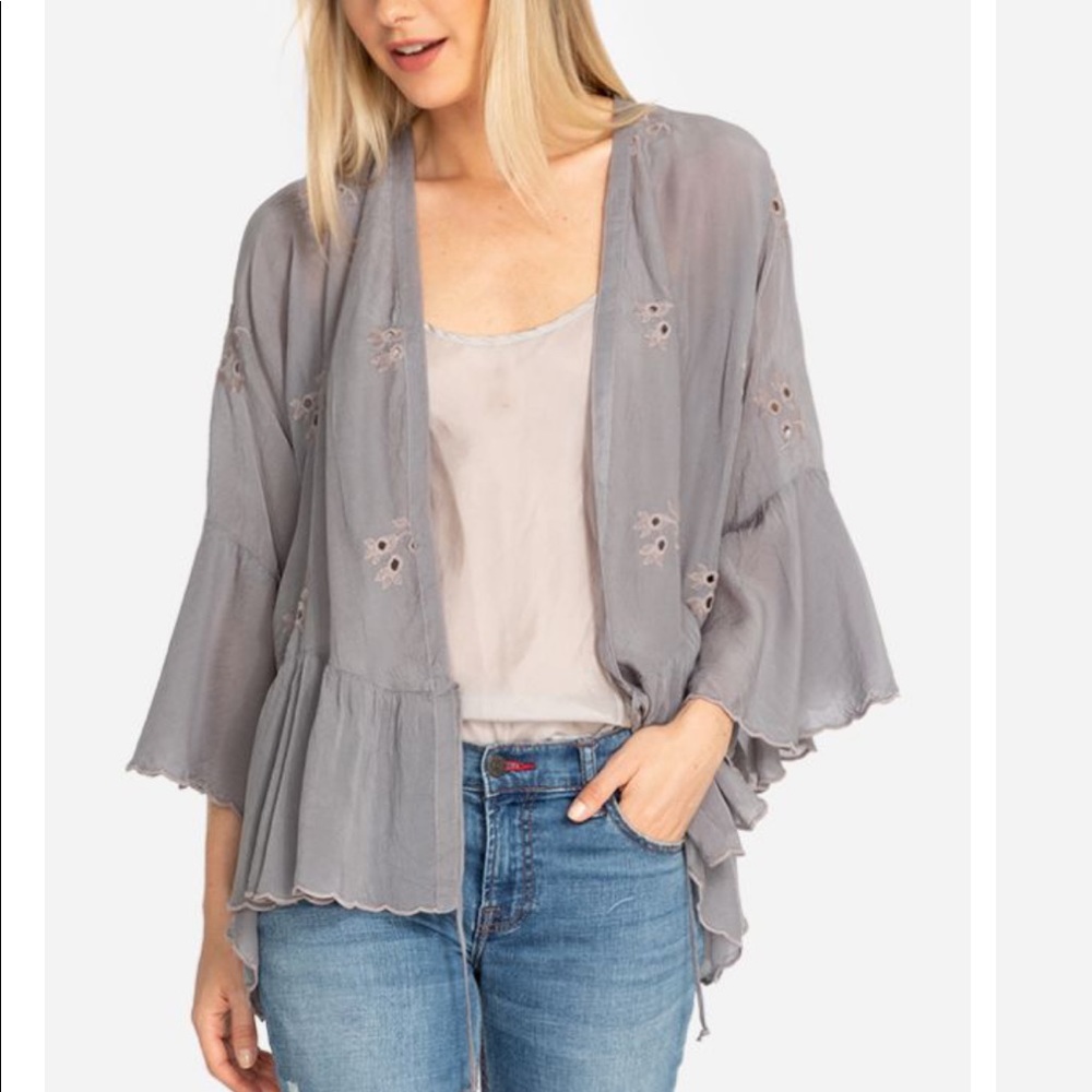 Ruffled eyelet kimono
